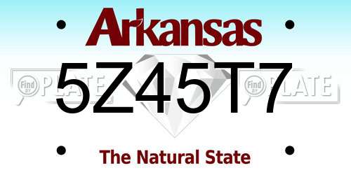 5Z45T7 Arkansas License Plate