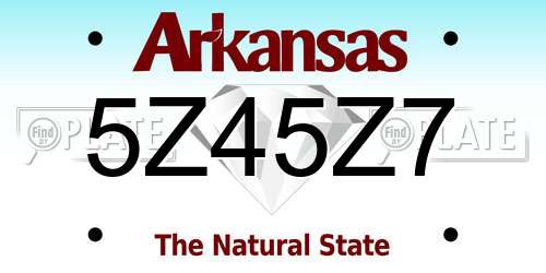 5Z45Z7 Arkansas License Plate