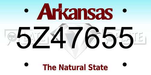 5Z47655 Arkansas License Plate