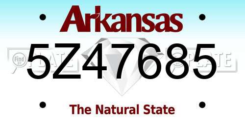 5Z47685 Arkansas License Plate