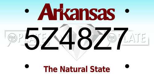 5Z48Z7 Arkansas License Plate