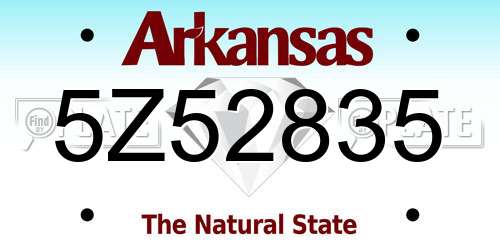 5Z52835 Arkansas License Plate