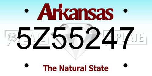 5Z55247 Arkansas License Plate