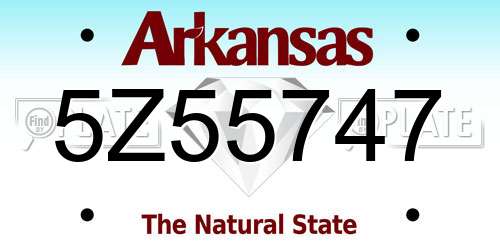 5Z55747 Arkansas License Plate