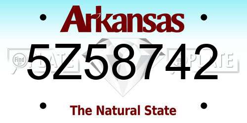 5Z58742 Arkansas License Plate