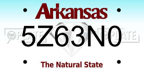 5Z63N0 Arkansas License Plate