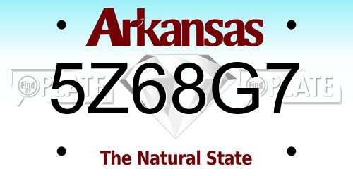 5Z68G7 Arkansas License Plate