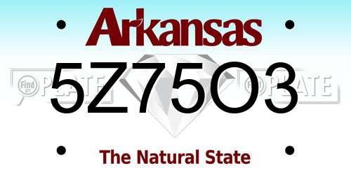 5Z75O3 Arkansas License Plate