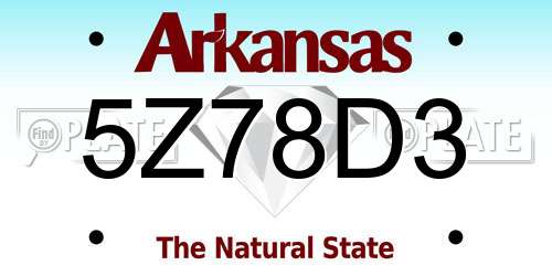 5Z78D3 Arkansas License Plate
