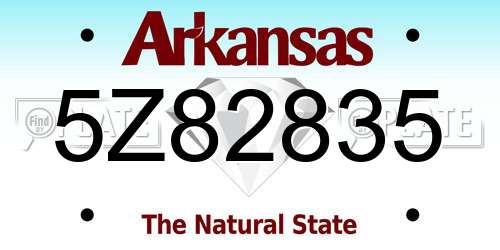 5Z82835 Arkansas License Plate
