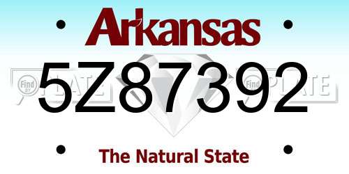 5Z87392 Arkansas License Plate