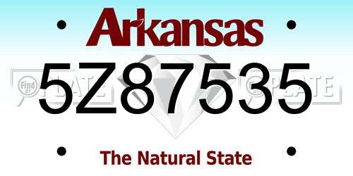 5Z87535 Arkansas License Plate