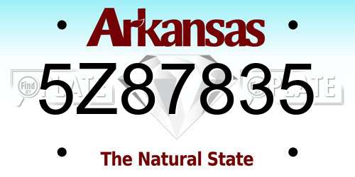 5Z87835 Arkansas License Plate
