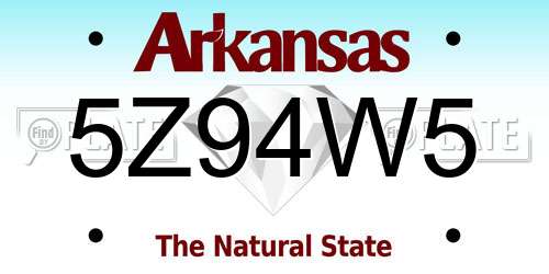 5Z94W5 Arkansas License Plate