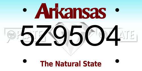 5Z95O4 Arkansas License Plate
