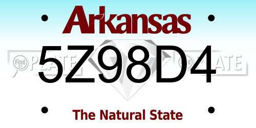 5Z98D4 Arkansas License Plate
