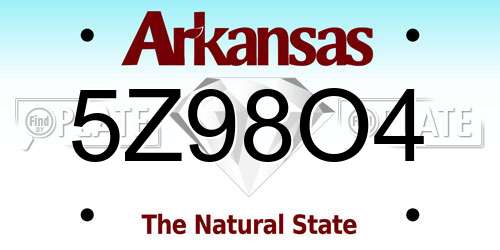 5Z98O4 Arkansas License Plate
