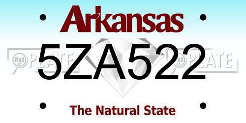5ZA522 Arkansas License Plate