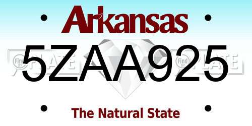 5ZAA925 Arkansas License Plate