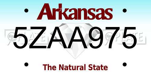5ZAA975 Arkansas License Plate
