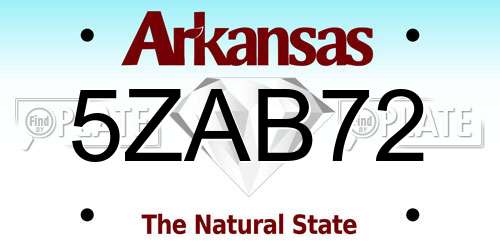 5ZAB72 Arkansas License Plate
