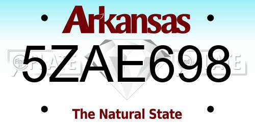 5ZAE698 Arkansas License Plate