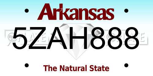 5ZAH888 Arkansas License Plate