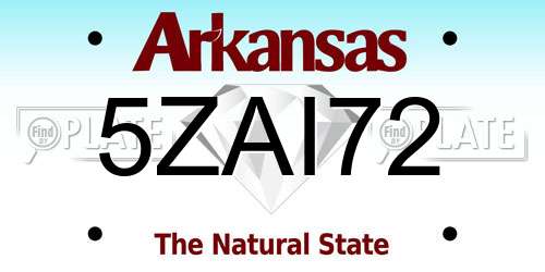 5ZAI72 Arkansas License Plate