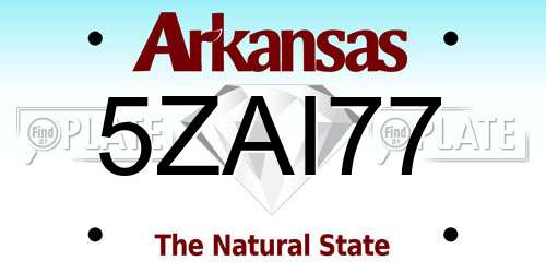 5ZAI77 Arkansas License Plate