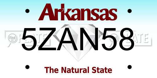 5ZAN58 Arkansas License Plate
