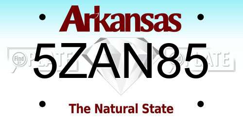 5ZAN85 Arkansas License Plate