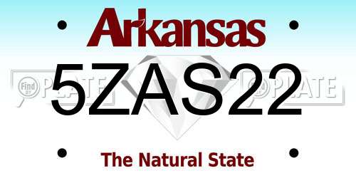 5ZAS22 Arkansas License Plate