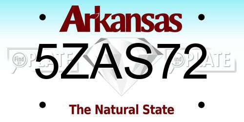 5ZAS72 Arkansas License Plate
