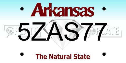 5ZAS77 Arkansas License Plate
