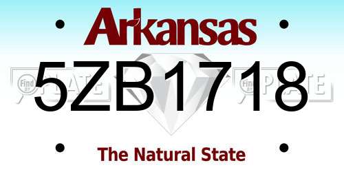 5ZB1718 Arkansas License Plate