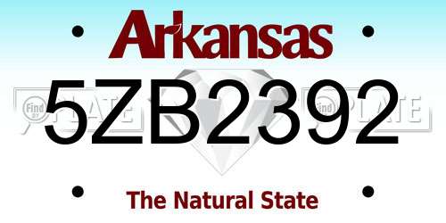 5ZB2392 Arkansas License Plate
