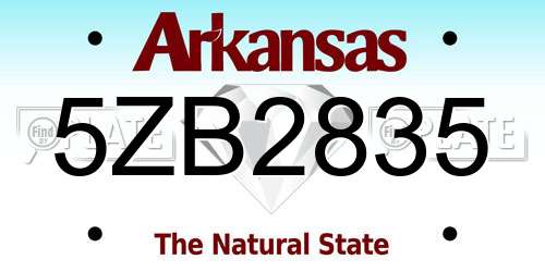5ZB2835 Arkansas License Plate