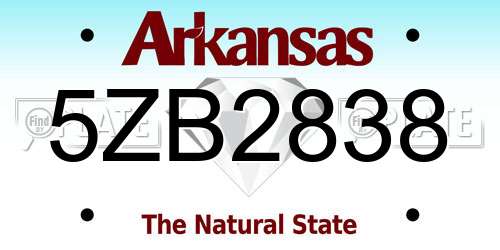 5ZB2838 Arkansas License Plate