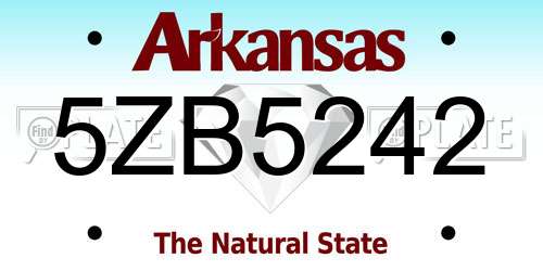 5ZB5242 Arkansas License Plate