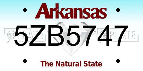 5ZB5747 Arkansas License Plate