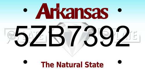 5ZB7392 Arkansas License Plate