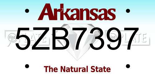 5ZB7397 Arkansas License Plate