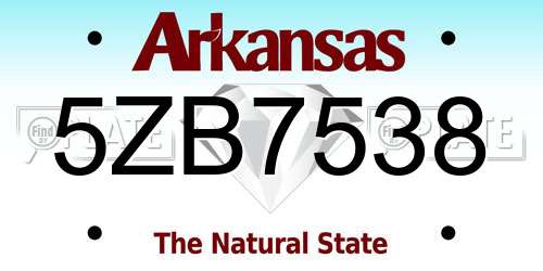 5ZB7538 Arkansas License Plate