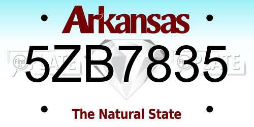 5ZB7835 Arkansas License Plate