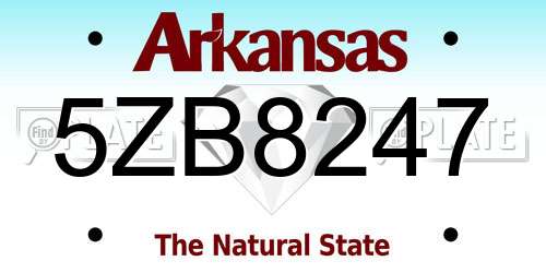 5ZB8247 Arkansas License Plate