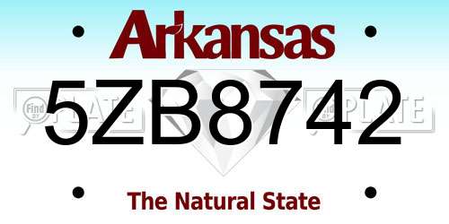 5ZB8742 Arkansas License Plate
