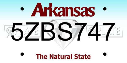 5ZBS747 Arkansas License Plate