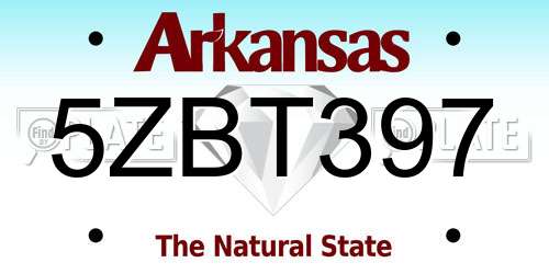 5ZBT397 Arkansas License Plate