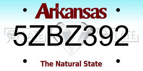 5ZBZ392 Arkansas License Plate
