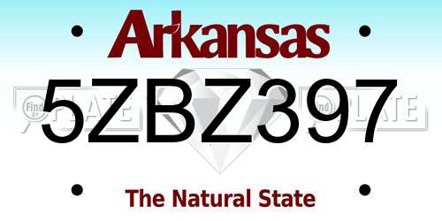5ZBZ397 Arkansas License Plate